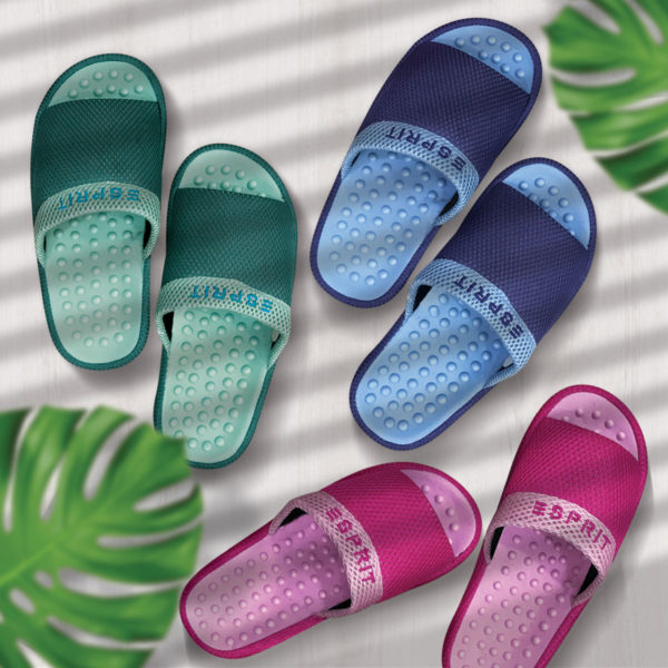 ESPRIT HOME Fashion Collection EMB07/EMB08/ELB09 Open-toe Bedroom Slippers with In-sole Massager (Green/Navy)