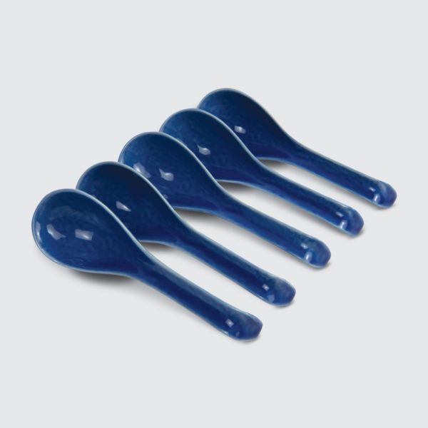 TSURU Japanese Tableware 1.88x6.5" Noodle Spoon (Blue)