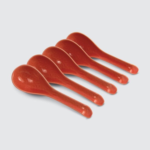 TSURU Japanese Tableware 1.88x6.5" Noodle Spoon (Orange)