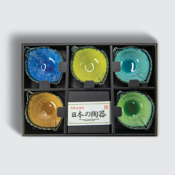 TSURU Japanese Tableware 5pc Square Sauce Dish Set with Box