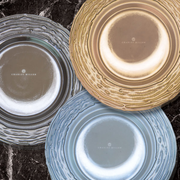 CHARLES MILLEN Signature Collection Glass Charger/Accent Plate – AURA (GLAM series)