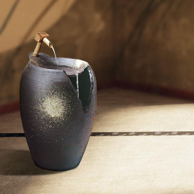 TSURU Artisanal Ceramic Water Fountain with Bamboo Spout (9124-01