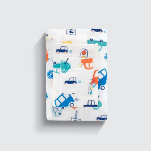THE GANG The Gauzy Assemblage 100% Gauze Cotton 6-ply High Density Printed Towel Beep Beep Cars