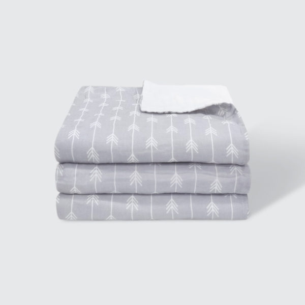 THE GANG The Gauzy Assemblage 100% Gauze Cotton 6-ply High Density Printed Blanket Feather Grey