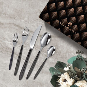 CHARLES MILLEN Signature Cutlery ADELIA Stainless Steel Mirror Finish with Black Handle