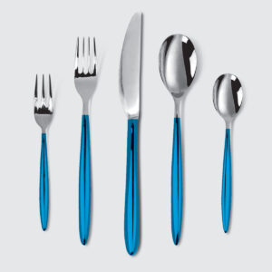 CHARLES MILLEN Signature Cutlery ADELIA Stainless Steel Mirror Finish with Blue Handle