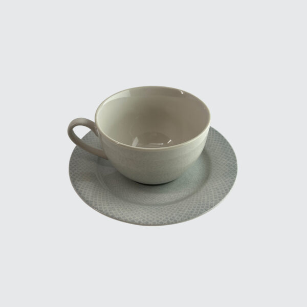 SOIRÉE by CHARLES MILLEN CHIQUE Tableware 220ml Tea/Coffee Cup & Saucer (Light Grey) - ARCADIA