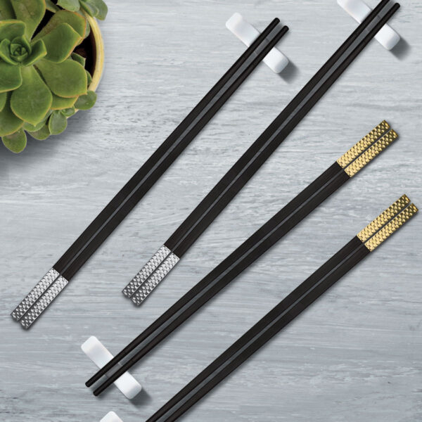 CHARLES MILLEN Signature Collection Luxury Chopsticks 2 Pairs Pack – Silver(CM-TT-65) - Image 2