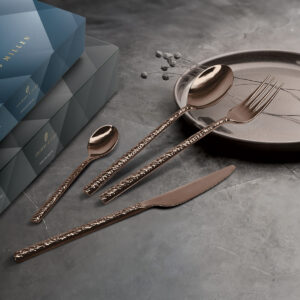 CHARLES MILLEN Signature Collection 16pc/24pc Cutlery Set in Gift Box (Antique Bronze Mirror Finished) – ALDO