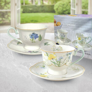 SOIRÉE by CHARLES MILLEN BOTANIQUE 2 Piece Tea/Coffee Cup & Saucer Set – Lilac+Buttercup